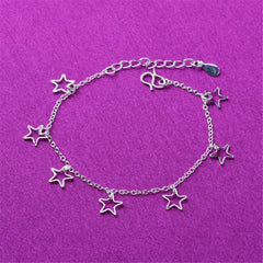 Silver-Plated Open Star Anklet
