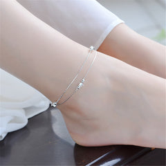 Silver-Plated Star Bead Layered Anklet