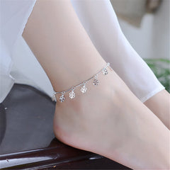 Silver-Plated Open Clover Charm Anklet
