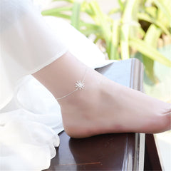 Cubic Zirconia & Silver-Plated Snowflake Charm Anklet