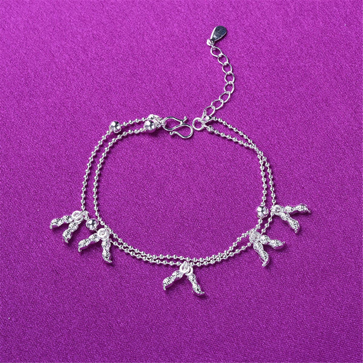 Silver-Plated Peanut Charm Anklet