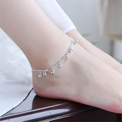 Silver-Plated Bell Charm Station Anklet