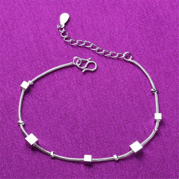 Fine Silver-Plated Cube Anklet