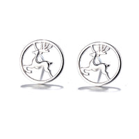 Silver-Plated Jumping Deer Stud Earrings