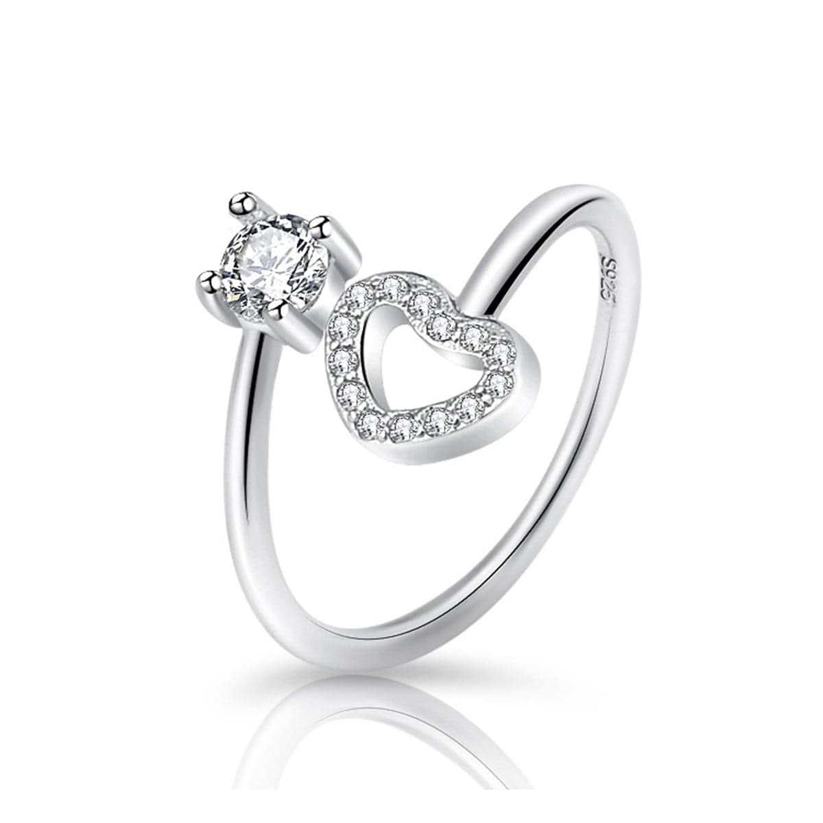 Crystal & Cubic Zirconia Heart Wrap Ring