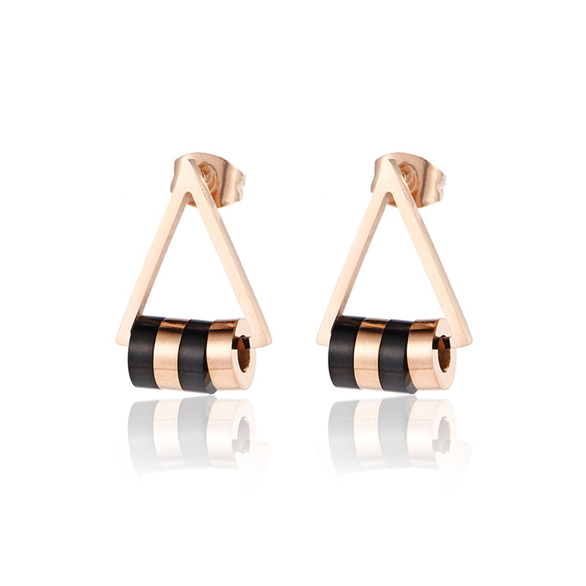 Black Acrylic & 18K Rose Gold-Plated Triangle Stud Earrings