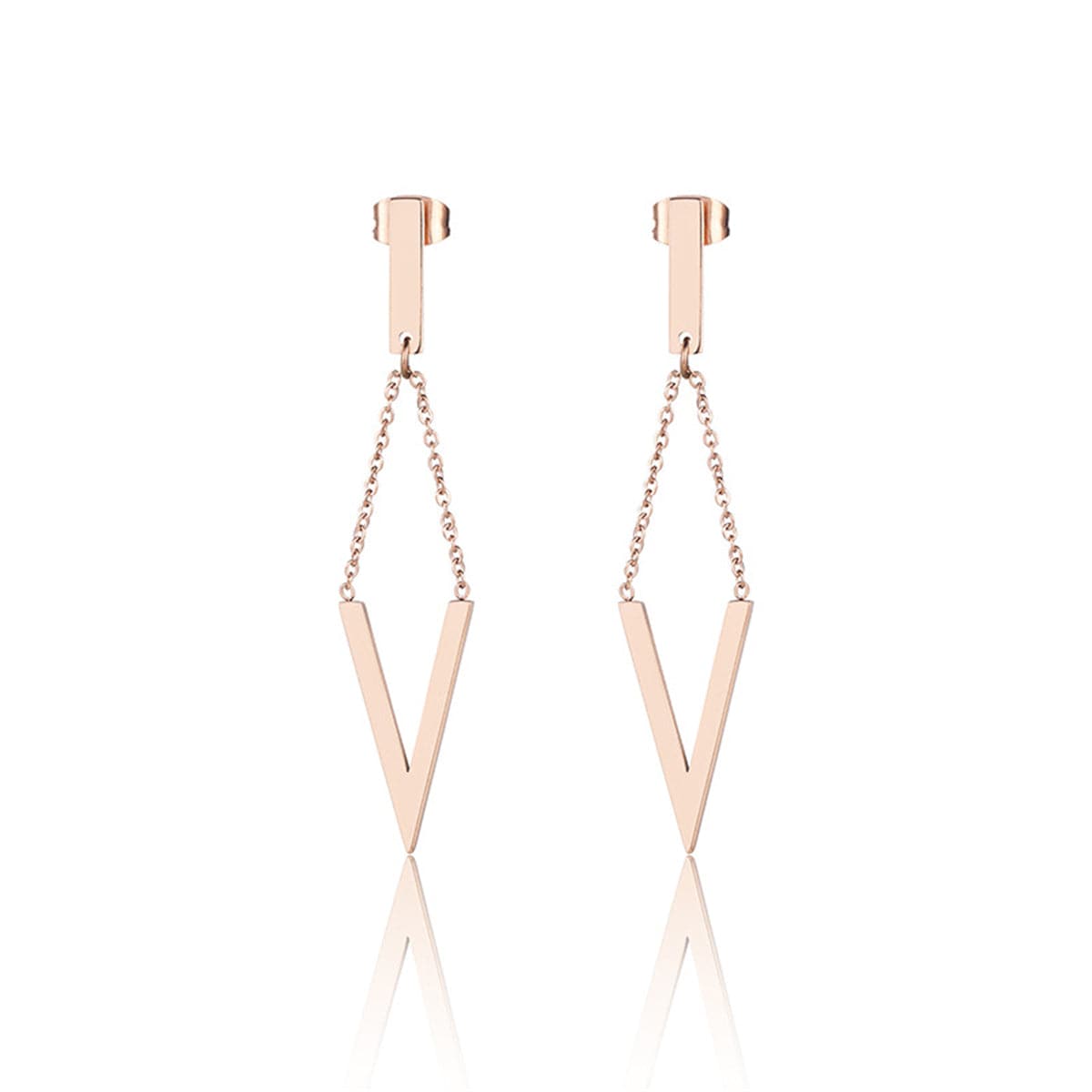 18K Rose Gold-Plated Triangle Drop Earrings