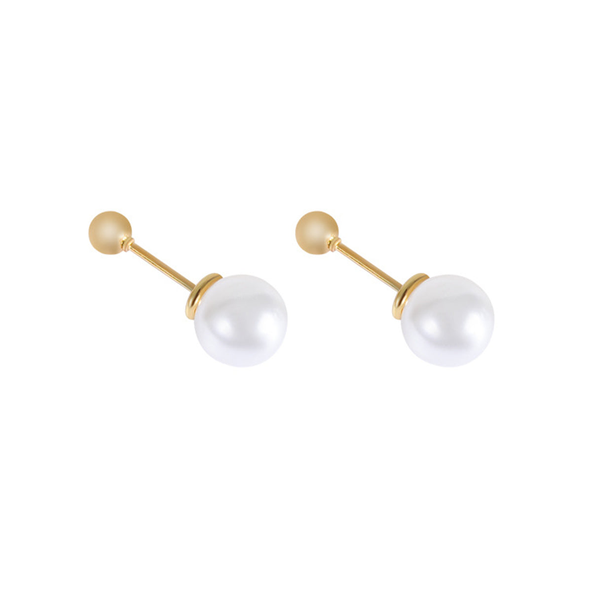 Pearl and 18K Gold-Plated Ear Jackets, gold stud earrings for women, elegant gift for her, front view