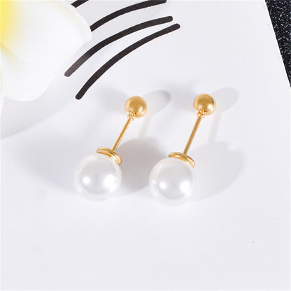 Pearl and 18K Gold-Plated Ear Jackets, gold stud earrings for women, elegant gift for her, detail close-up