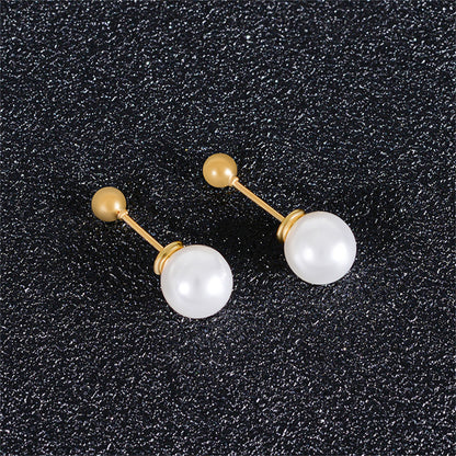 Pearl and 18K Gold-Plated Ear Jackets, gold stud earrings for women, elegant gift for her, lifestyle look