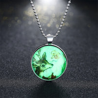Santa & Reindeer Glow-in-the-Dark Pendant Necklace