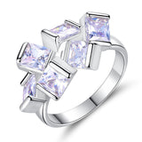 Crystal & Silvertone Clustered Princess-Cut Ring