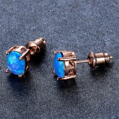 Blue Egg Opal & 18K Rose Gold-Plated Stud Earrings