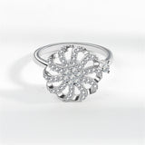 Cubic Zirconia & Silvertone Rotating Windmill Open Ring