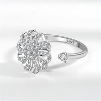 Cubic Zirconia & Silvertone Rotating Windmill Open Ring