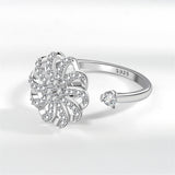 Cubic Zirconia & Silvertone Rotating Windmill Open Ring