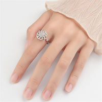 Cubic Zirconia & Silvertone Rotating Windmill Open Ring