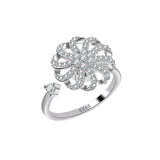Cubic Zirconia & Silvertone Rotating Windmill Open Ring