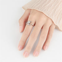 Lab-Created Crystal & Cubic Zirconia Rotating Floral Moon Ring