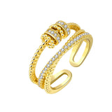 Cubic Zirconia & Goldtone Coil Crisscross Open Ring