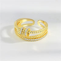 Cubic Zirconia & Goldtone Coil Crisscross Open Ring