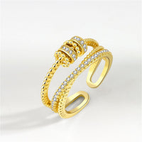 Cubic Zirconia & Goldtone Coil Crisscross Open Ring