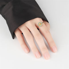 Blue Multicolor Cubic Zirconia & 18K Gold-Plated Rotating Planet Ring