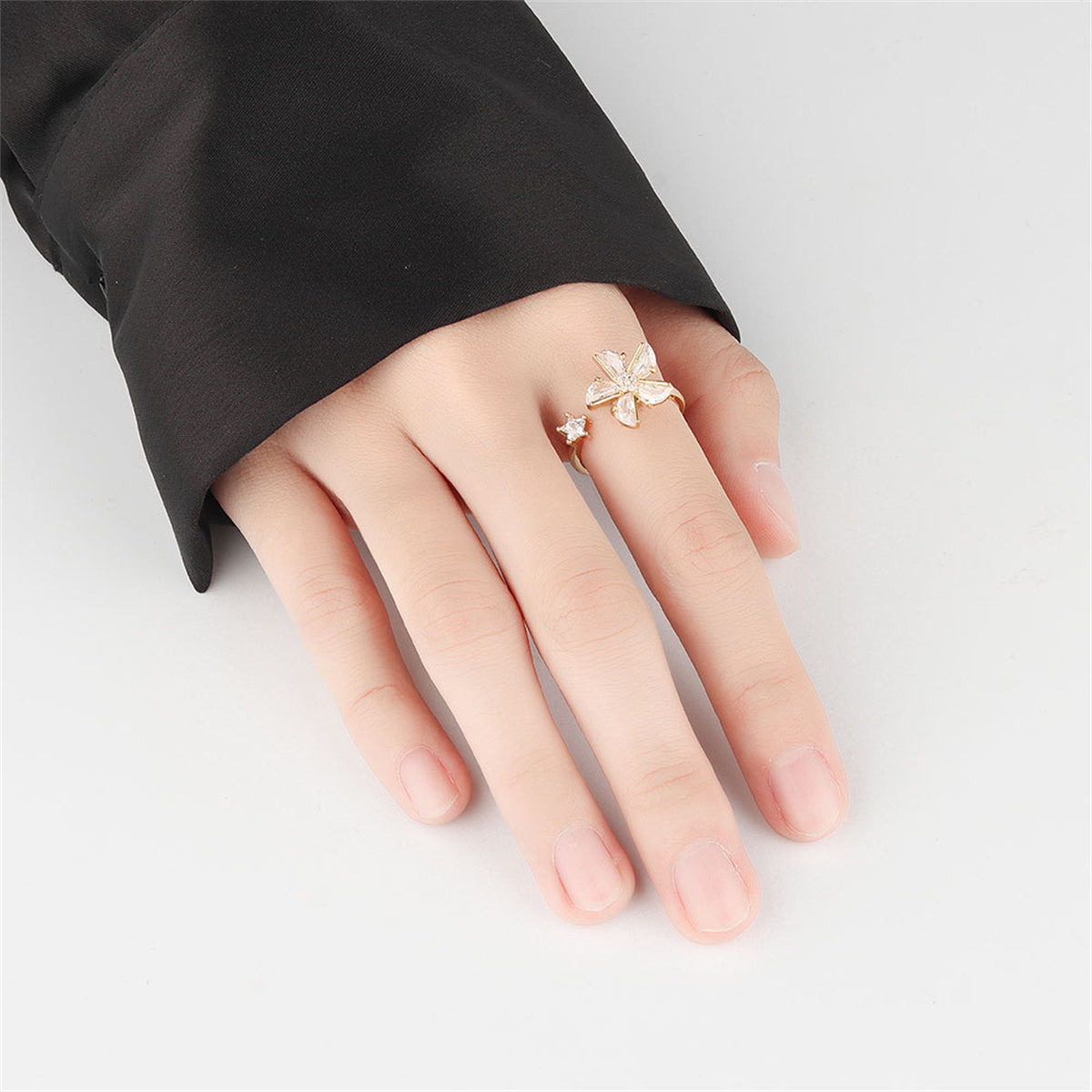 Crystal and Cubic Zirconia Rotating Windmill Open Ring, statement rings for women, elegant gift for her, lifestyle look