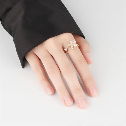 Crystal and Cubic Zirconia Rotating Windmill Open Ring, statement rings for women, elegant gift for her, lifestyle look