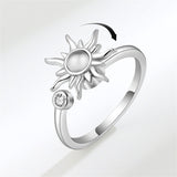 Quartz & Silvertone Rotating Sun Open Ring