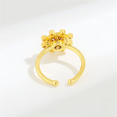 Cubic Zirconia & 18K Gold-Plated Rotating Rudder Open Ring