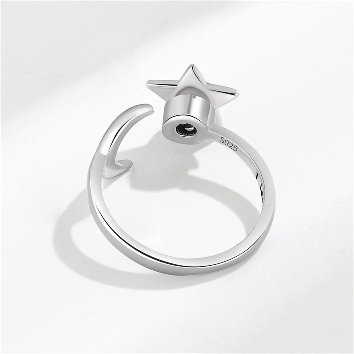 Silver-Plated 'Love You To The Moon' Star & Moon Bypass Ring
