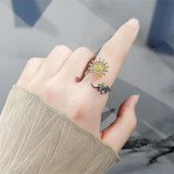 Crystal & Two-Tone Cubic Zirconia-Accent Rotatable Sunflower Bypass Ring