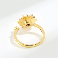 Crystal & Imitation Pearl Rotating Snowflake Open Ring