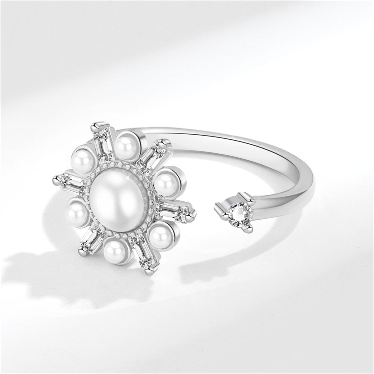 Crystal and Cubic Zirconia Rotating Snowflake Open Ring, statement rings for women, dainty minimalist design, lifestyle look