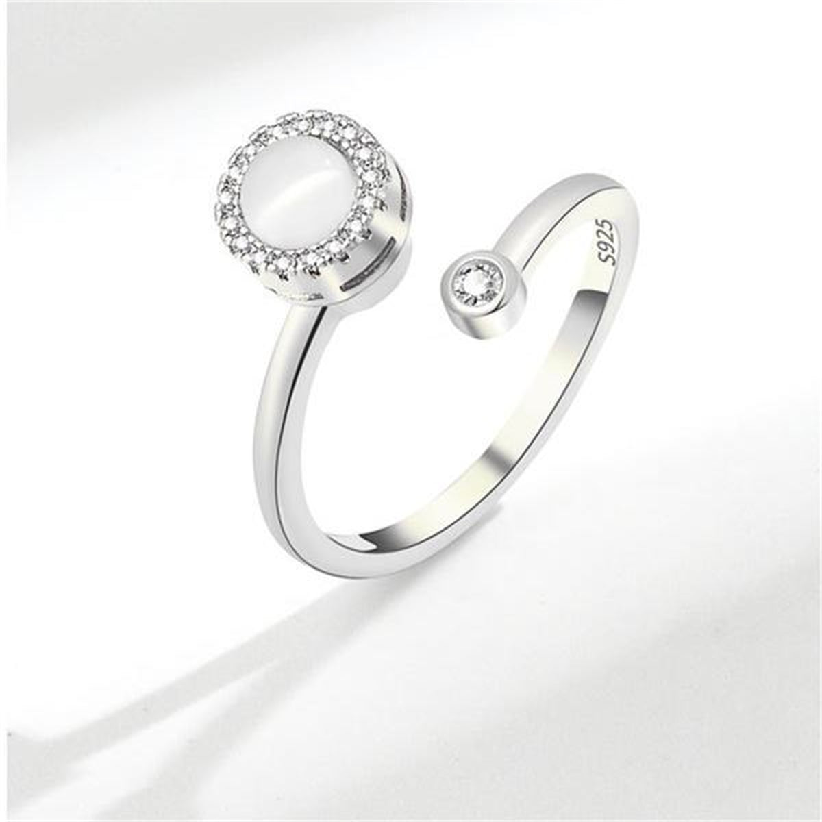 Quartz and Cubic Zirconia Rotating Round Open Ring, statement rings for women, dainty minimalist design, lifestyle look