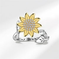 Yellow & Cubic Zirconia Sunflower Bypass Ring