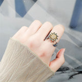 Yellow & Cubic Zirconia Sunflower Bypass Ring