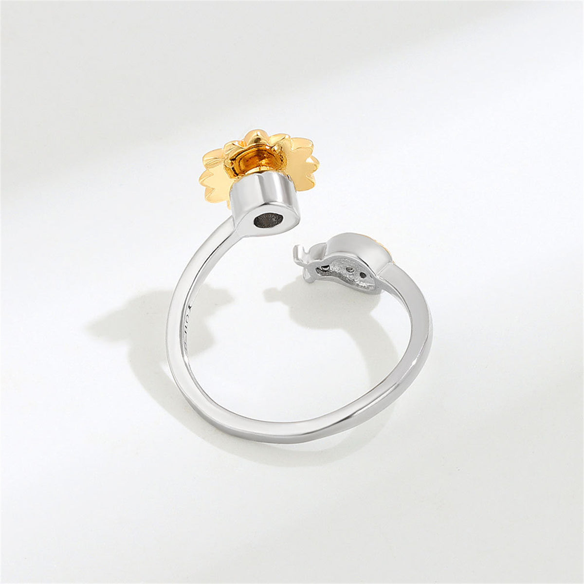 Cubic Zirconia & Two-Tone Rotating Ladybug Bypass Ring