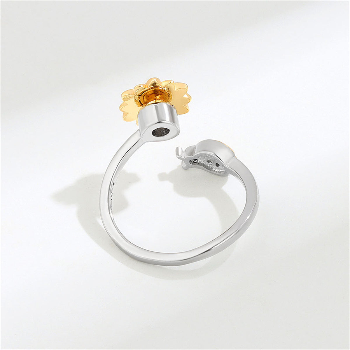Cubic Zirconia and Two-Tone Rotating Ladybug Bypass Ring, statement rings for women, dainty minimalist design, lifestyle look