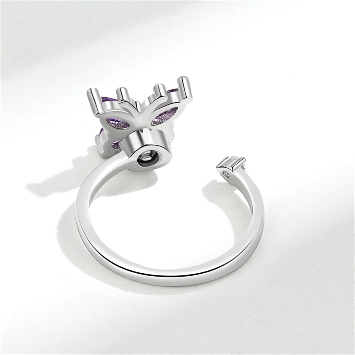 Purple Crystal and Cubic Zirconia Rotating Butterfly Open Ring, statement rings for women, everyday style, lifestyle look
