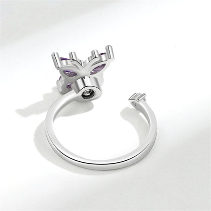 Purple Crystal and Cubic Zirconia Rotating Butterfly Open Ring, statement rings for women, everyday style, lifestyle look