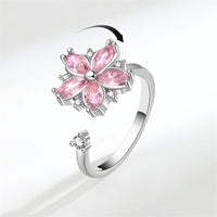Pink Lab-Created Crystal & Cubic Zirconia Rotating Floral Ring