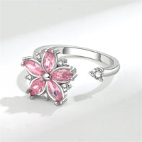 Pink Lab-Created Crystal & Cubic Zirconia Rotating Floral Ring