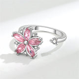 Pink Lab-Created Crystal & Cubic Zirconia Rotating Floral Ring