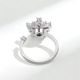 Pink Lab-Created Crystal & Cubic Zirconia Rotating Floral Ring