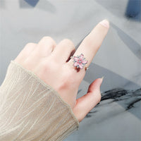 Pink Lab-Created Crystal & Cubic Zirconia Rotating Floral Ring