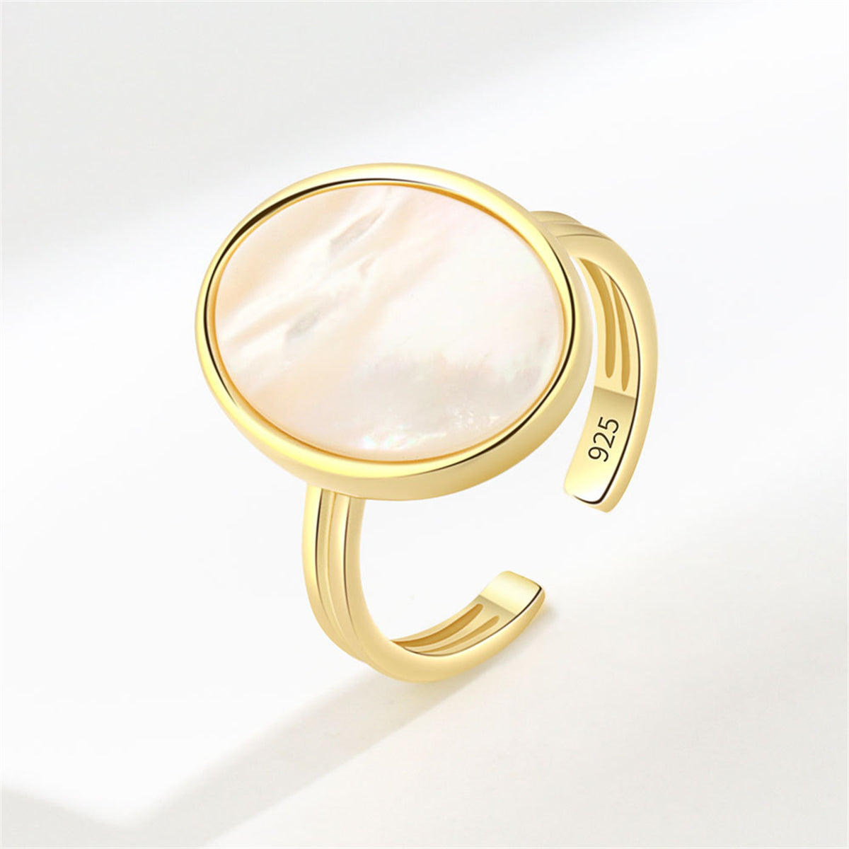 Shell and 18K Gold-Plated Oval Open Ring, gold statement rings for women, everyday style, side view