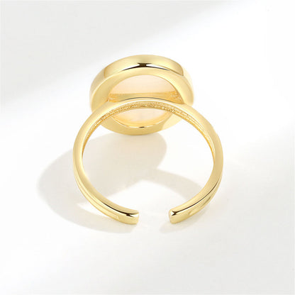 Shell and 18K Gold-Plated Oval Open Ring, gold statement rings for women, everyday style, lifestyle look