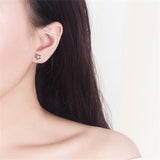 Black Enamel & Silver-Plated Star Stud Earrings